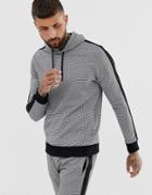 River Island Hoodie With Houndstooth Print In Black