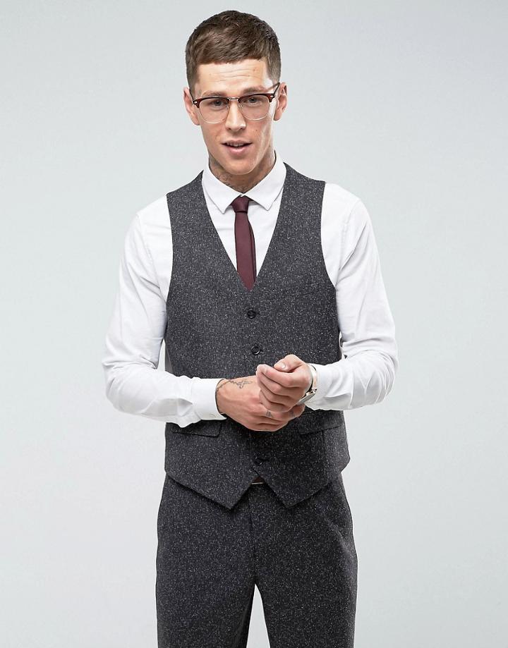 Harry Brown Skinny Fit Gray Nep Vest - Gray