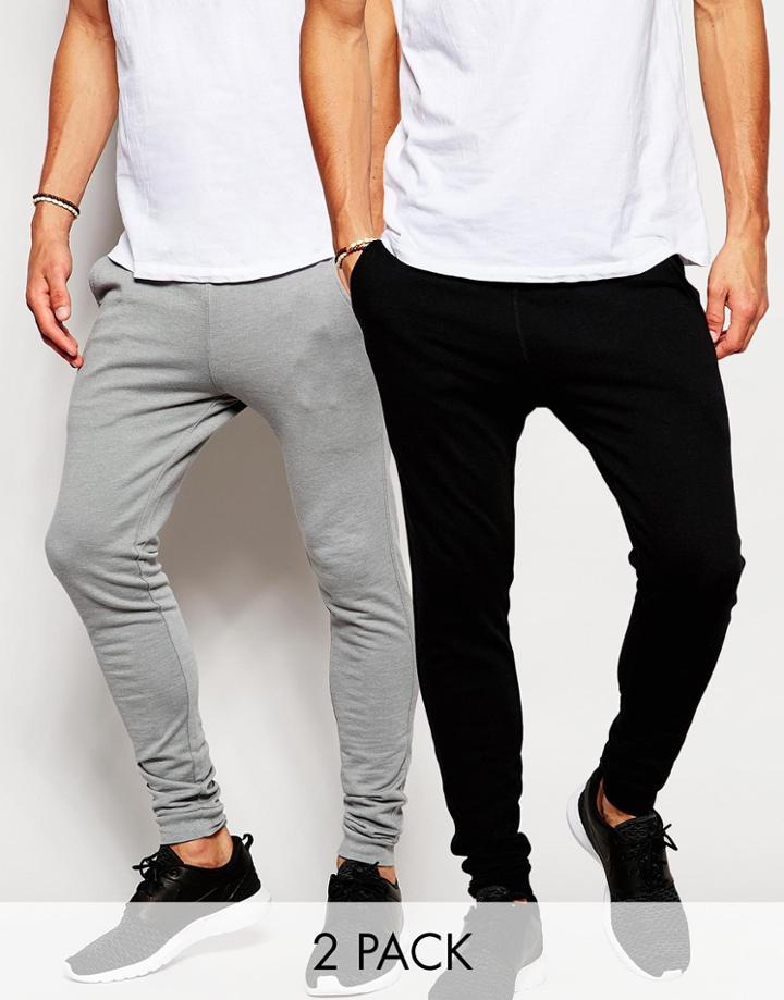 Asos 2 Pack Super Skinny Joggers Save 17%