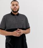 Duke King Size Polo In Cut And Sew Pique - Black