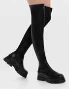 Stradivarius High Leg Chunky Pull-on Chelsea Boots In Black