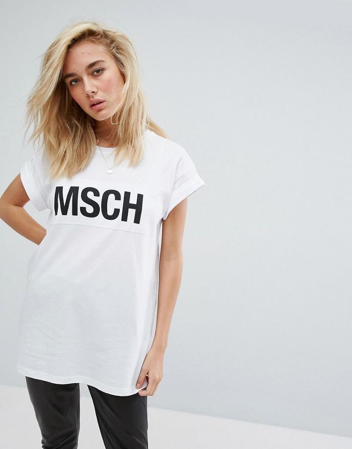 Moss Copenhagen Boyfriend T-shirt With Varsity Logo - White