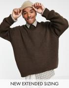 Asos Design Oversized Knitted Sweater In Brown