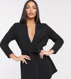 Asos Design Tall Jersey Wrap Suit Blazer In Black