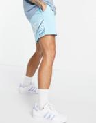 Asos Dark Future Relaxed Short With Large Logo Print In Cabana Blue - Part Of A Set-blues