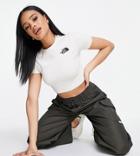 The North Face Cropped T-shirt In Cream Exclusive To Asos-white