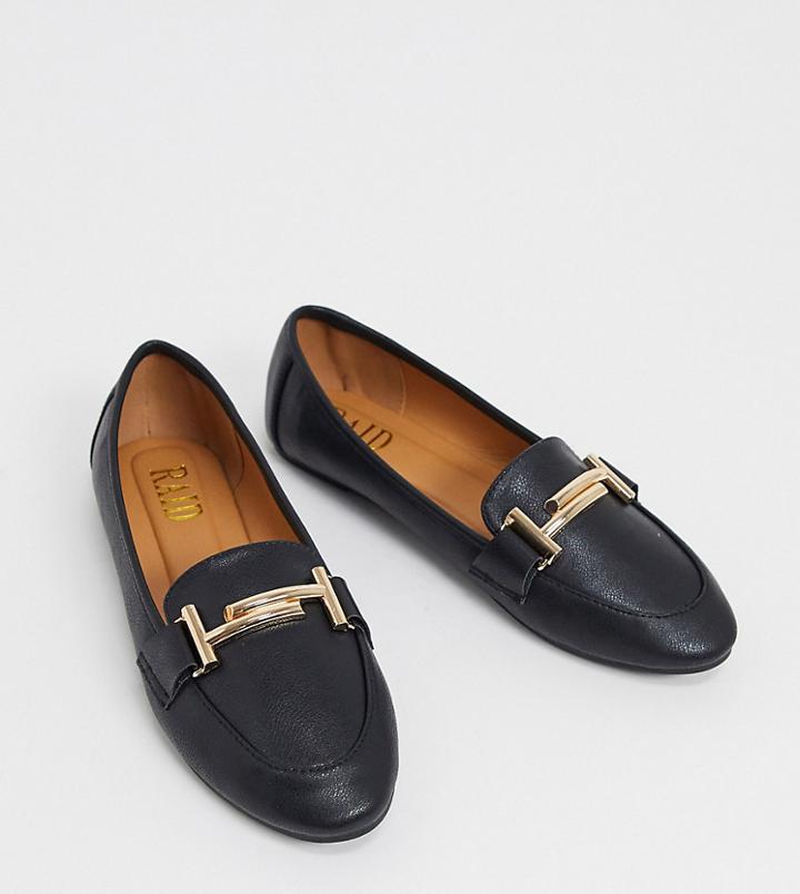 Raid Nidhi Loafer With Gold Snaffle In Black