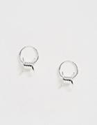 Asos Design Barbed Wire Hoop Earring In Silver Tone-gray