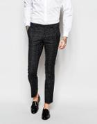 Noak Check Suit Pants With Fleck In Super Skinny Fit - Black