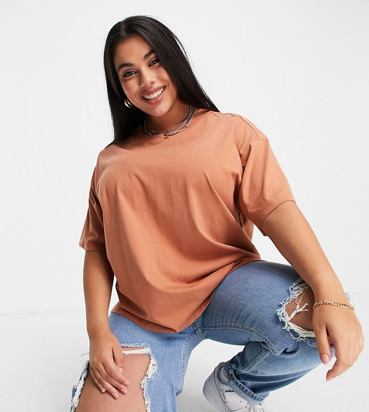 Asos Design Curve Ultimate Oversized T-shirt In Rust-brown