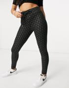 Sixth June Lounge High Waisted Leggings Set In Monochrome Logo Print-black