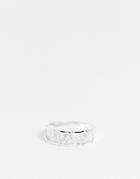 Asos Design Band Ring With Cubic Zironia Triangle Crystals-silver
