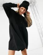 Monki Malin Organic Cotton Blend Hoodie Mini Dress In Black