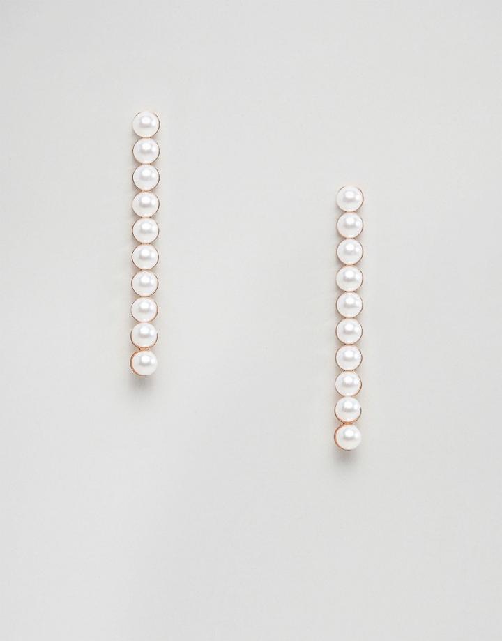 Asos Faux Pearl Strand Earrings - Cream