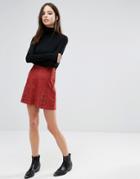 Brave Soul Suedette Skirt - Red