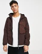 Marshall Artist Gd Hooded Jacket In Truffle-red