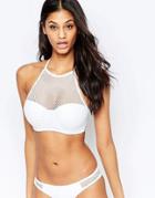 Asos Fuller Bust Exclusive Fishnet Halter Longline Bikini Top Dd-g - W
