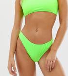 Missguided High Leg Bikini Bottom In Neon Green - Green