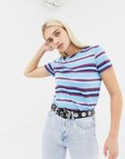 Noisy May Stripe T-shirt - Purple