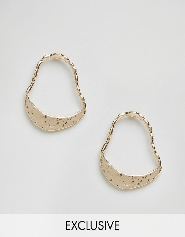 Monki Ornate Oval Hoop Earrings - Gold