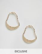 Monki Ornate Oval Hoop Earrings - Gold