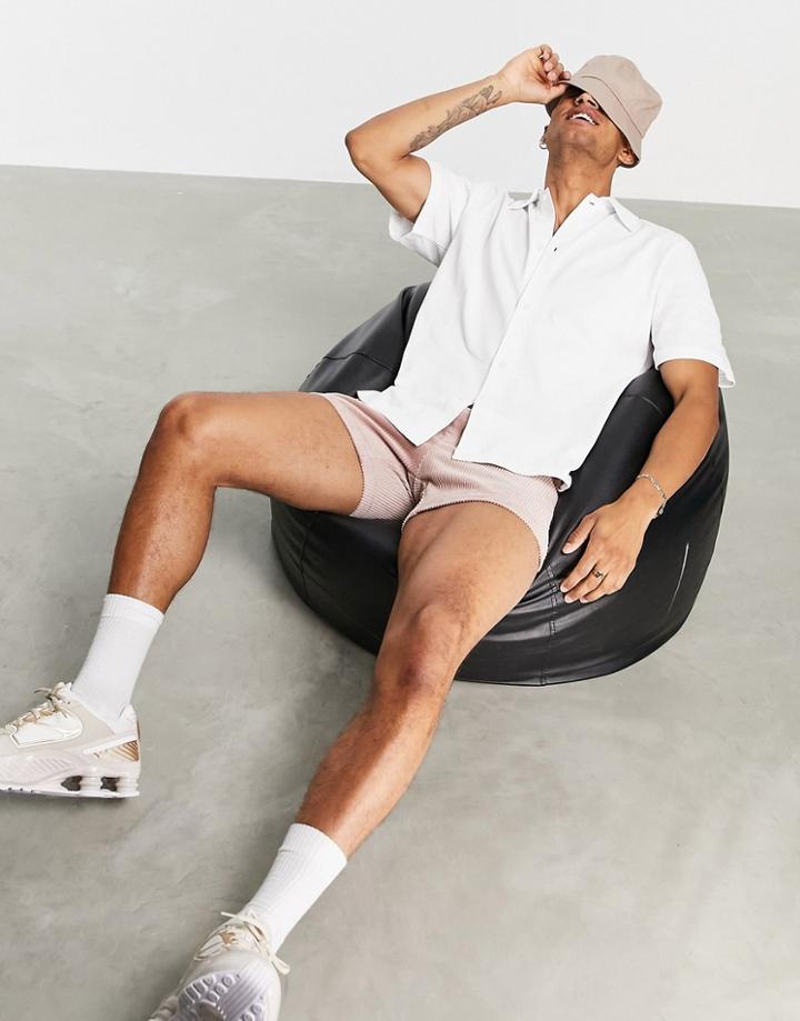 Weekday Pass Short Sleeve Pique Shirt In Off White