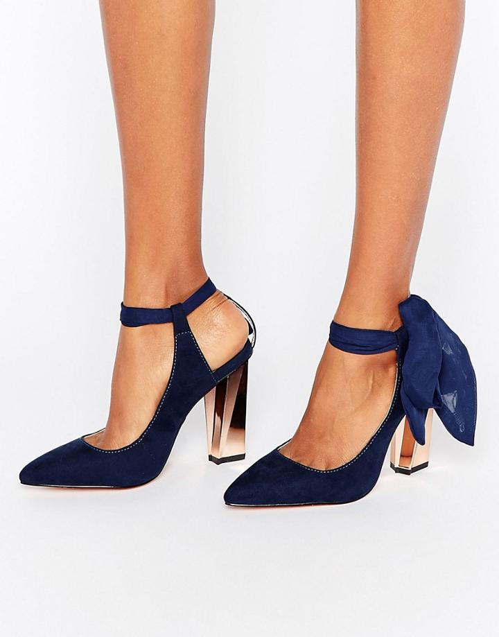 True Decadence Ankle Tie Detailed Heeled Shoes - Navy