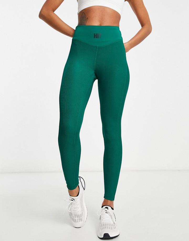 Hiit Ribbed Seamless Leggings In Teal-green
