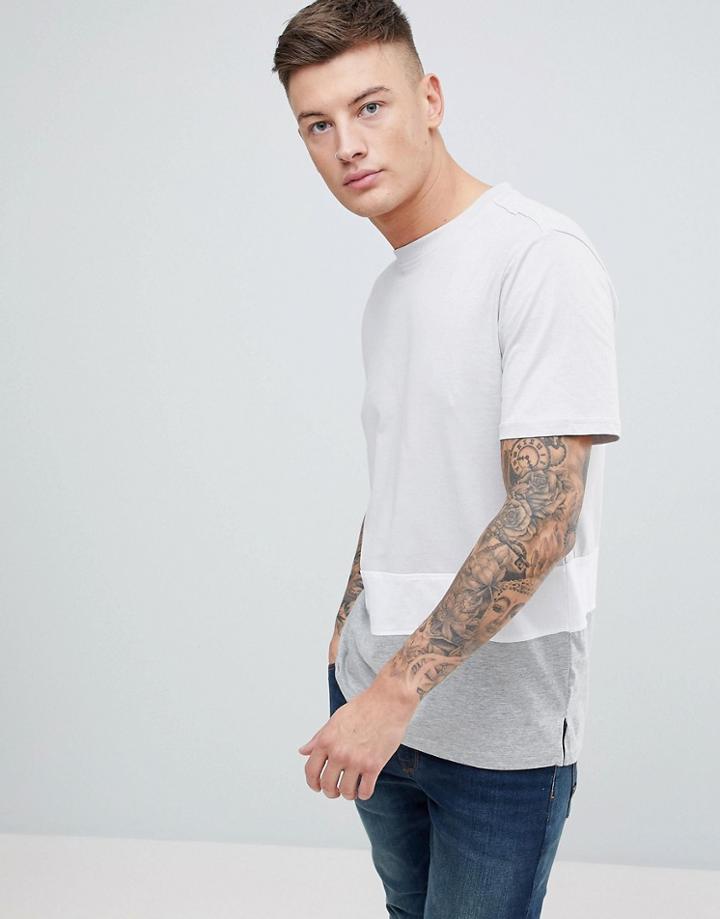 New Look Color Block T-shirt In Stone - Gray