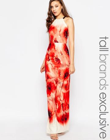 Little Mistress Tall Floral Print Halter Maxi Dress - Multi
