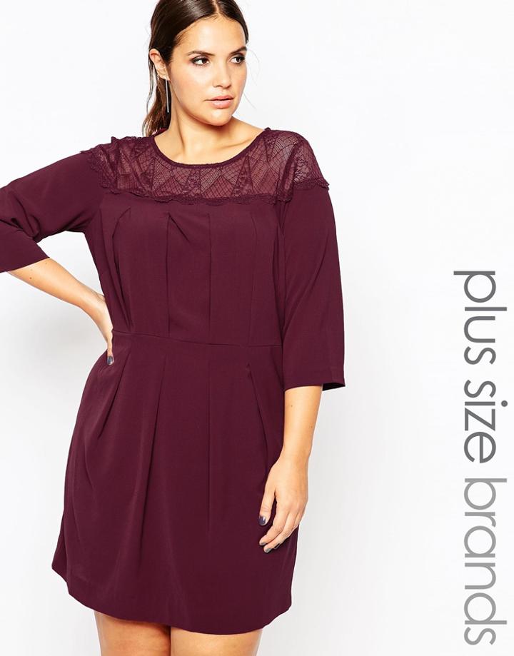 Carmakoma Woven Skater Dress With Sheer Detail - Red