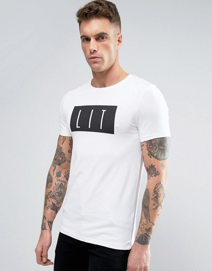 Asos Muscle T-shirt With Lit Print - White
