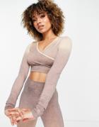 Asos 4505 Ombre Seamless Wrap Front Top-multi