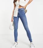 Topshop Tall Jamie Jeans In Mid Blue-blues