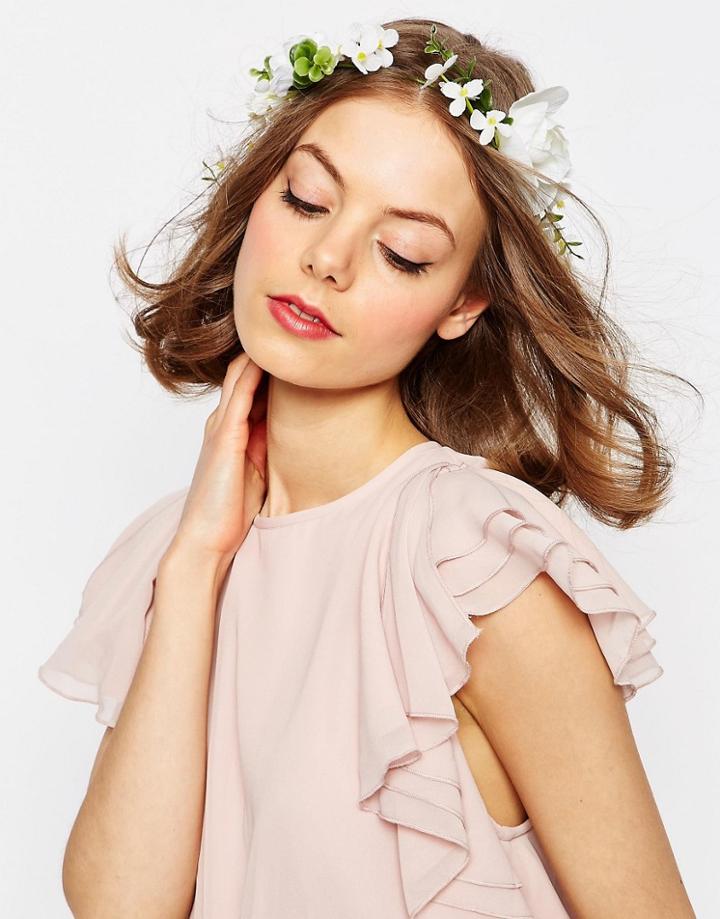 Asos Wedding White Floral Garland Headband - White