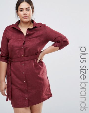 Nvme Suedette Shirt Dress - Red