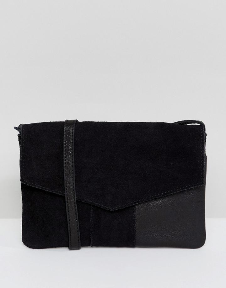 Pieces Kristel Leather Envelope Handbag - Black