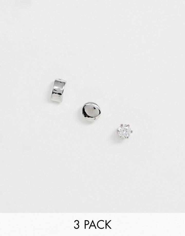 Designb Silver Studs & Hoop Earrings - Silver