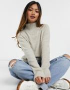 Vila Recycled Blend Zip Detail Sweater In Beige-neutral