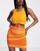 Weekday Knitted Mini Skirt In Orange Swirl