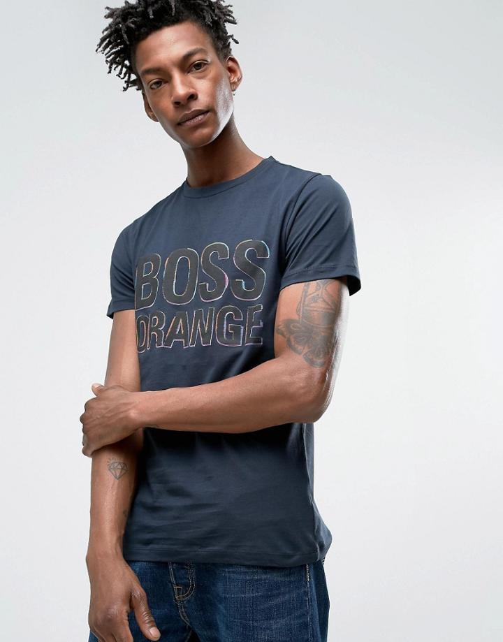 Boss Orange By Hugo Boss Logo T-shirt Slim Fit In Navy - Navy