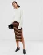 Asos Design Textured Stripe Two-piece Knitted Skirt-multi