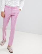Asos Design Wedding Skinny Suit Pants In Pink 100% Wool - Pink