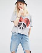 Love Moschino Sequin Logo T-shirt - Gray