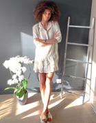Vero Moda Smock Dress In Metallic Stripe-neutral