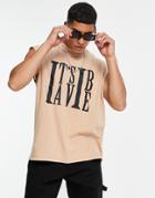 Night Addict Vibe Tank Top In Tan-brown