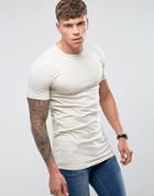 Asos Longline Muscle T-shirt In Beige - Beige