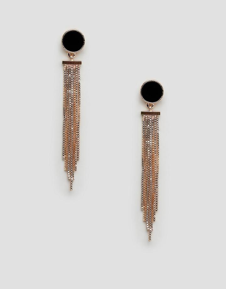 Ashiana Drop Earrings With Black Stud Detail - Silver