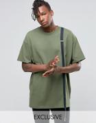 Reclaimed Vintage Oversized T-shirt With Strap Detail - Khaki
