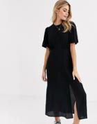 New Look Split Detail Midi Dress In Plain Black